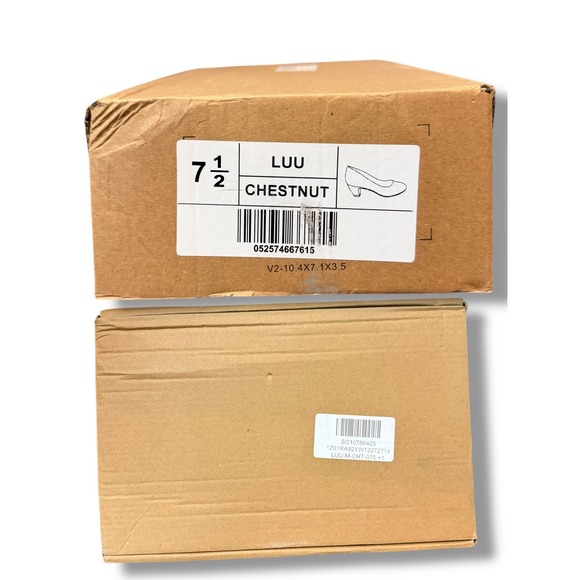 Journee Collection LUU Pump Faux Leather Almond Toe Block Heel Chestnut Sz 7.5 - Picture 7 of 12